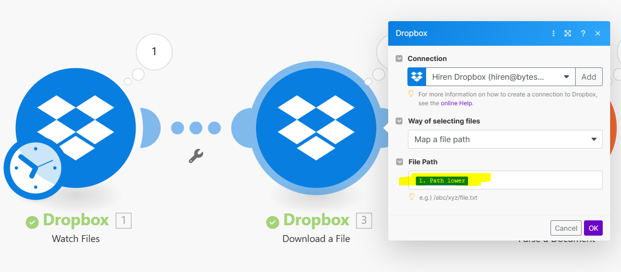 Dropbox - Download a File Step