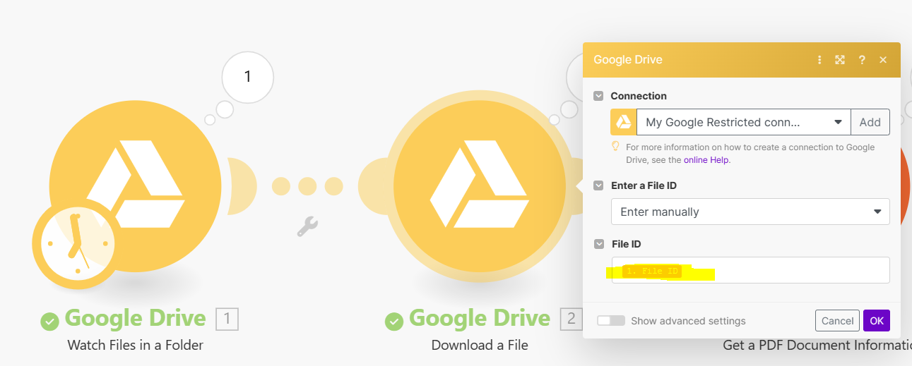 Google Drive - Download a File Step